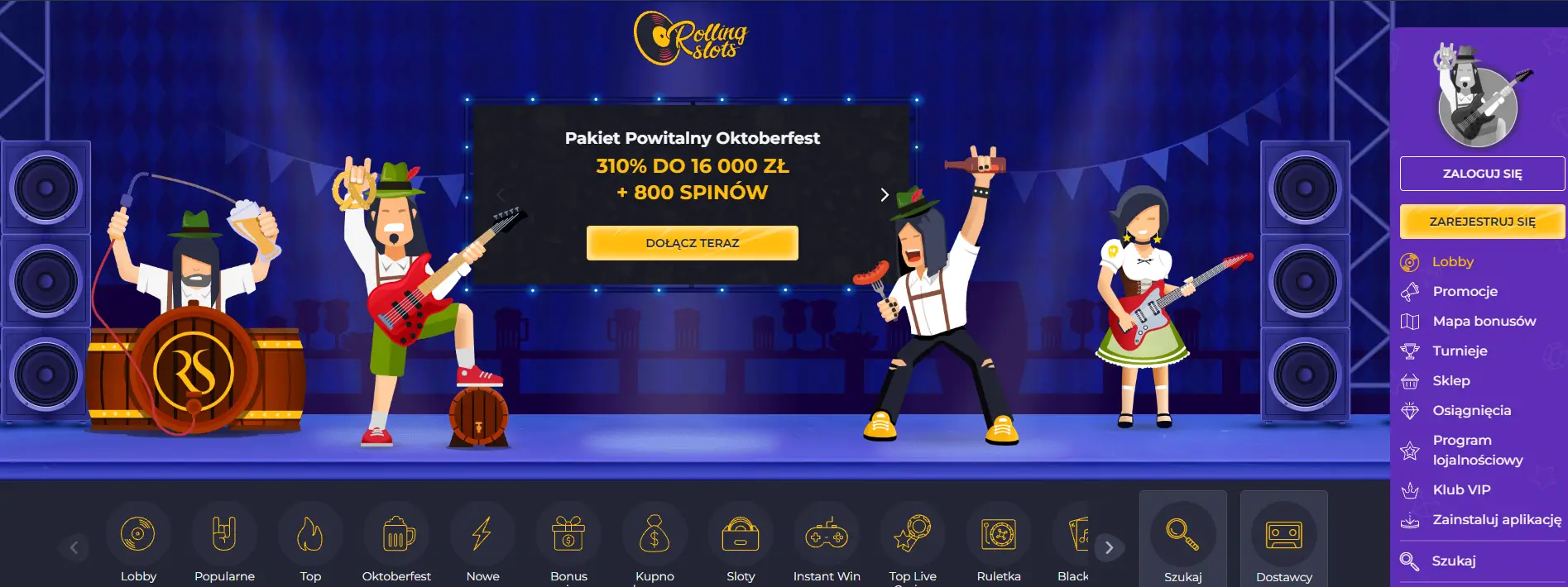 Rolling Slots specyfikacja serwisu